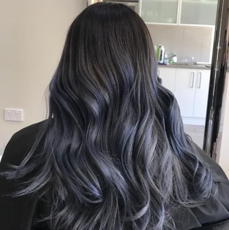 16 Pieces Of Definitive Proof That Blue Hair Is The 2017 Trend You NEED Dark Blue Grey Hair, Dark Ash Blue Hair, Ash Blue Hair Color, Smokey Blue Hair, Denim Blue Hair, Blorange Hair, Red Scene Hair, Midnight Blue Hair, Blue Grey Hair