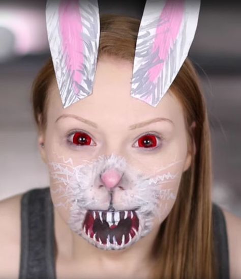 Snapchat filters are no longer just virtual Snapchat Filter Halloween Costume, Snapchat Filter Makeup, Halloween Costumes And Makeup, Halloween Filter, White Rabbit Makeup, Scary Bunny, Easter Face Paint, Scary Demon, Halloween Filters