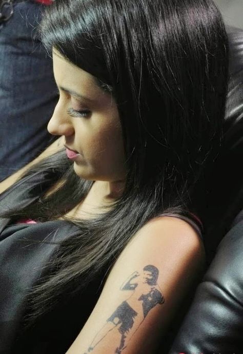 Trisha Tattoo, Disney Character Names, Trisha Actress, Krishna Tattoo, Fall Video, South Film, Trisha Krishnan, Camera Tattoo, Hot Tattoos