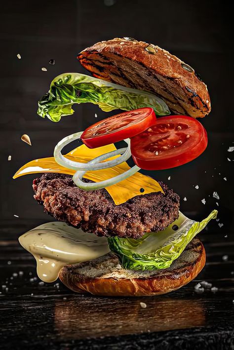 Food Art Photography, Desain Quilling, Food Menu Design, Food Advertising, Burger Bar, Food Drink Photography, Beef Burger, Food Wallpaper, Food Poster Design