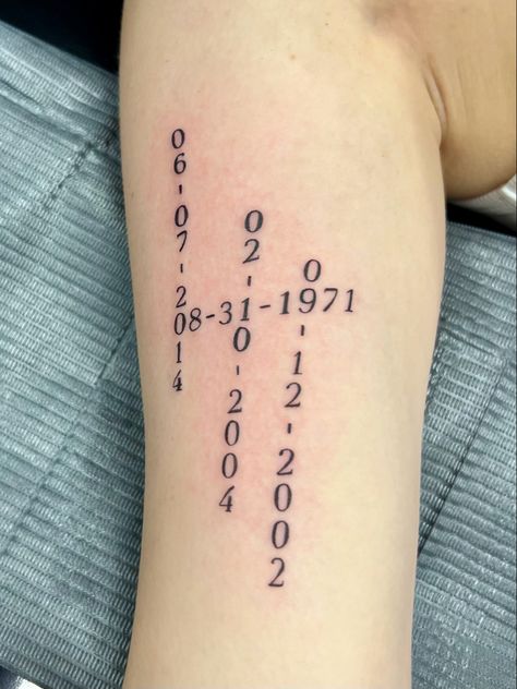 tattoo with a crossword-style of birthdates! Crossword Tattoo, Birthdate Tattoo, Family Tattoo, Style Tattoo, Family Tattoos, Tattoo Placement, Arm Tattoo, I Tattoo, Small Tattoos