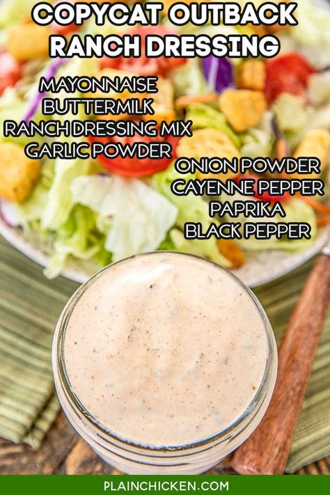 Outback Ranch Dressing Recipe, Outback Ranch Dressing, Outback Ranch, Best Ranch Dressing, Copycat Outback, Gluten Free Dressing, Buttermilk Ranch Dressing, Ranch Dressing Recipe, Salad Dressing Recipes Homemade