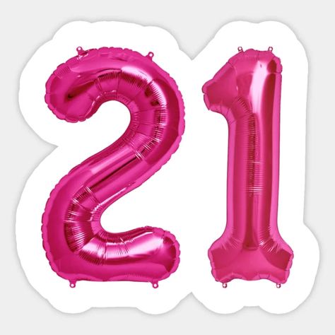 Hot Pink 21st Birthday Metallic Helium Balloons Numbers - 21st Birthday Ideas - Sticker | TeePublic Hot Pink 21st Birthday, Pink 21st Birthday, 21 Balloons, Twenty First Birthday, Shot Book, Balloons Party, Up Balloons, Birthday Posts, Number Stickers