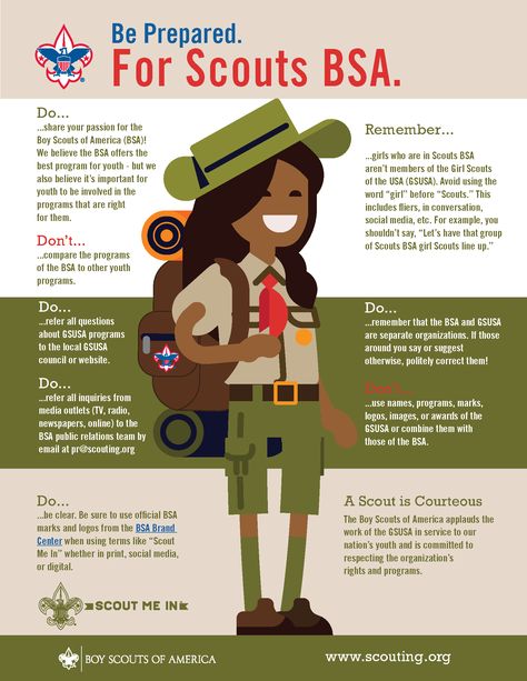 This Infographic Shows the Right Way to Refer to Girls Who Will Join Scouts BSA - Scouting Wire : Scouting Wire Recruitment Activities, Cub Scout Law, Popcorn Fundraiser, Boy Scout Activities, Recruiting Ideas, Boy Scout Badges, Cub Scouts Bear, Scouting For Girls, Boy Scouts Merit Badges