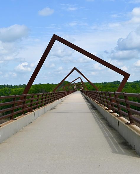 On our Iowa road trip, my cousin Joni, took us to her happy place, the High Trestle Trail Bridge that spans the Des Moines River. I love the architectural features of the bridge. Iowa Road Trip, Des Moines Iowa, My Cousin, Architectural Features, Des Moines, The Bridge, Nature Travel, Happy Place, Happy Places