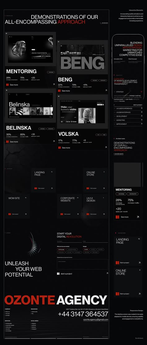 Ozonte :: Behance Red Black Website Design, Dark Mode Website Design, Ux Animation, Black Website, Cyberpunk Design, App Layout, Web Layout Design, Car Brand, Web Layout