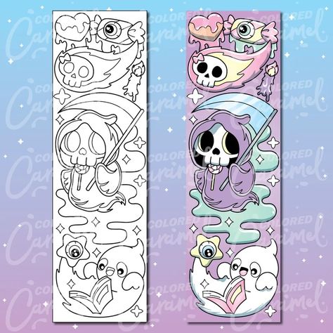 Creepy Kawaii Coloring Bookmarks, Printables Instant Digital Download PDF, Cute Set of Colorable Colorful DIY Make Your Own Marker for Books - Etsy Portugal Kawaii Bookmarks Printable, Coloring Pages Bookmarks, Bookmark Coloring Pages, Book Marks Design Ideas, Printable Bookmarks To Color, Bookmark Coloring, Ariana Grande Grammys, Hippie Drawing, Monster Bookmark