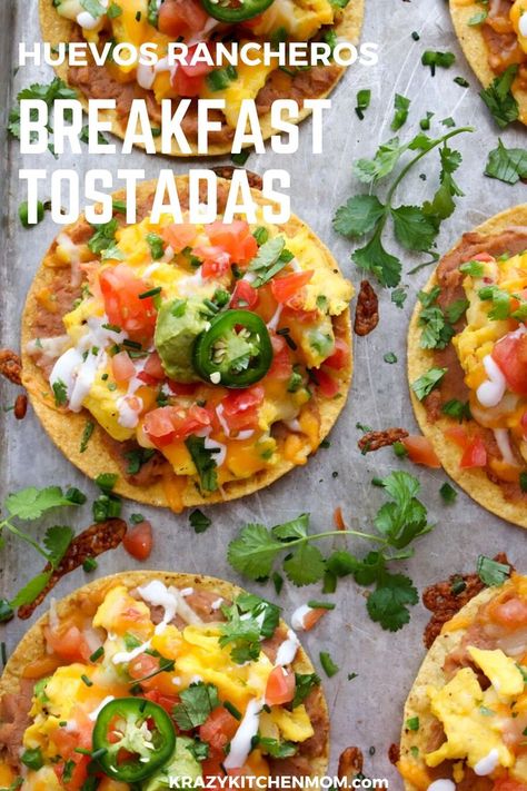 Huevos Rancheros Breakfast, Breakfast Tostadas, Tostadas Recipe, Sandwich Vegetarian, Egg Benedict, Fluffy Scrambled Eggs, Frijoles Refritos, Mexican Breakfast, Leftovers Recipes