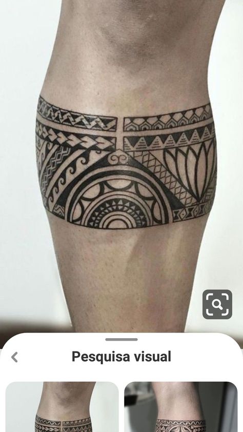 Polynesian Leg Tattoo, Thigh Band Tattoo, Calf Tattoo Ideas, Geometric Tattoo Leg, Ankle Tattoo Men, Leg Band Tattoos, Stammestattoo Designs, Upper Leg Tattoos, Thigh Tattoo Men