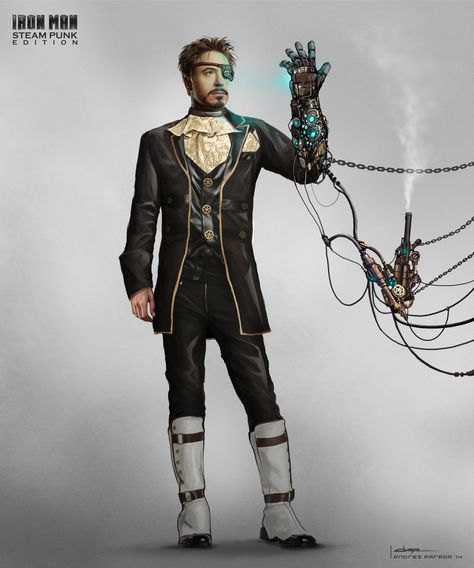 ArtStation - Steampunk Tony Stark, Andres Parada Tv Show Artwork, Post Apocalyptic Sci Fi, Plot Twist Ideas, Steampunk Iron Man, Steampunk Birthday, Steampunk Man, Steampunk Characters, Stark Industries, Robert Downey