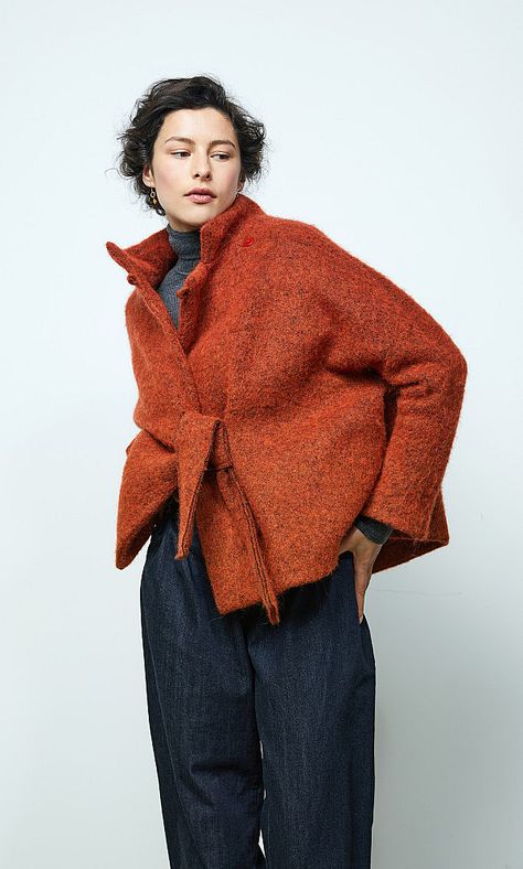 Short Wool Coat Women, Boiled Wool Coat, Boiled Wool Jacket, Large Clothes, Mum Fashion, Wool Clothing, Boiled Wool, Knitwear Fashion, Wool Dress