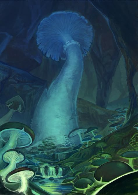 Mushroom Cave Art, Mushroom Cave, Out Of The Abyss, Fantasy Locations, Mushroom Forest, Fantasy Forest, D&d Dungeons And Dragons, Fantasy Setting, Environment Art