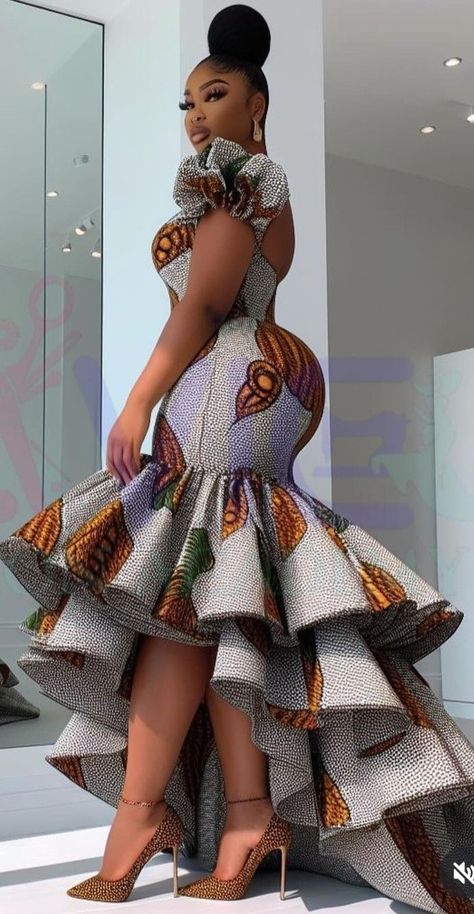 Credit: Bavic Fashion Academy Printed Wedding Dress, Kitenge Dress, Ankara Dress Styles, Ankara Gown Styles, Latest Ankara Styles, Afrikaanse Mode, Ankara Style, African Print Dress, Ankara Dress