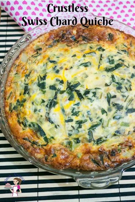 Swiss Chard Quiche, Chard Quiche, Chard Recipes Healthy, Crustless Quiches, Swiss Chard Recipes Easy, Pies Savory, Rainbow Chard Recipes, Quiche Recipes Crustless, Swiss Chard Recipes