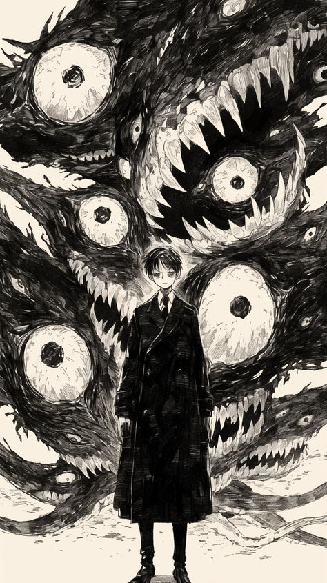 Aesthetic Monster Drawing, Monster Reference Character Design, Manga Monster Art, Eldritch Monster Art, Monster Drawings Creepy, Gothic City Aesthetic, Dark Monster Concept Art, Cryptid Character Design, Cult Character Design