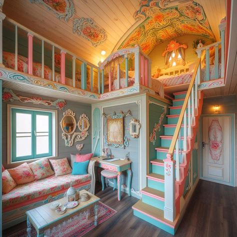 Interior Design Budget, Tiny Home Ideas, Victorian Tiny House, Living Interior Design, Artist Decor, Backyard Cottage, Living Interior, Trailer Ideas, Casa Container