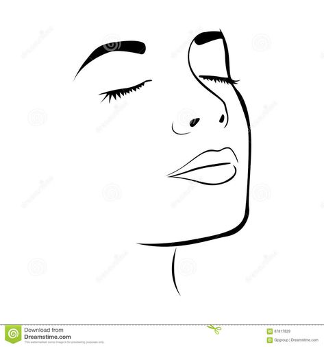 Sketch Female Face Silhouette With Eyes Closed Stock Illustration - Illustration of human, girl: 87817829 Sketch Female Face, Face Eyes Closed, Female Face Silhouette, Closed Eye Drawing, Sketch Female, Simple Face Drawing, Eyes Graphic, Face Silhouette, Girl Drawing Easy