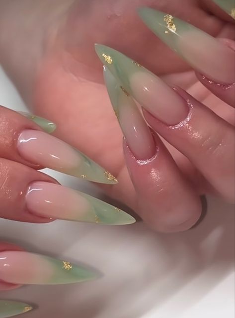 Nail Ideas Stiletto, Nails Emerald Green, Soft Girl Nails, Stiletto Nail Ideas, Nails Emerald, Emerald Green Nails, Acrylic Nails Summer, Nail Ideas Acrylic, Nails Vacation