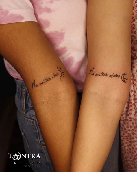 “No matter when, no matter where, always strive to be kind and fair.” #chennaitattoo #celebritytattoo #chennai #tantratatto #chennaiprofessionaltattooartist #chennaitattoo #salemtattoostudio #chennaitattooartist #tamiltattoo #tamiltattooartist #besttattooartistintheworld #tattoostudioinchennai #besttattooartistinindia Small Mother And Daughter Tattoos, Tattoos With Mom And Daughter, No Matter What No Matter Where Tattoo, No Matter What Tattoo, No Matter Where Tattoo, Where Tattoo, Tamil Tattoo, Son Tattoos, Bestie Stuff