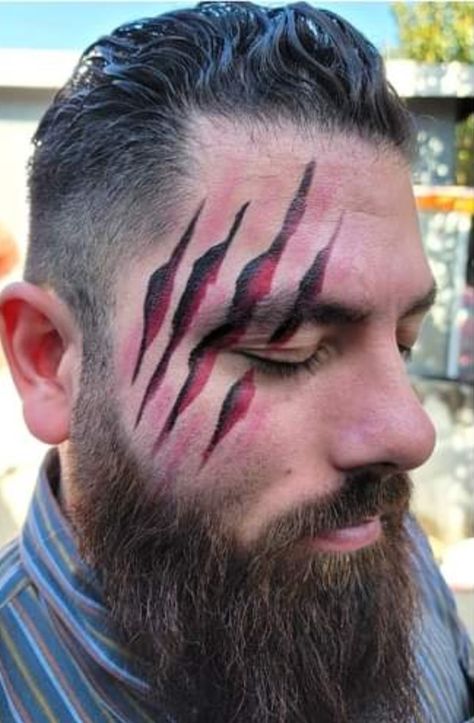 Men Face Paint, Halloween Simple Face Paint, Halloween Easy Makeup Men, Men’s Face Paint, Men Halloween Face Paint, Mens Halloween Face Paint, Mens Face Paint Halloween, Halloween Face Paint For Men With Beards, Neon Face Paint Ideas Simple