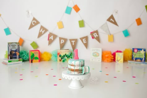 Book theme cake smash Book Theme Cake, Book Themed Birthday Party, Storybook Party, Book Birthday Parties, Book Themed Party, Cake Smash Theme, Bday Shoot, Boys First Birthday Party Ideas, Baby Birthday Decorations