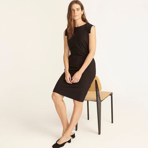 This sleek sheath silhouette features flattering cap sleeves, pockets and refined stretch wool from Lanificio di Tollegno, one of Italy's oldest mills , est. 1862. In other words, it's completely qualified to handle whatever comes its way (interviews, meetings, you name it).