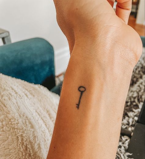 Tiny Key Tattoo, Dainty Key Tattoo, Fine Line Key Tattoo, Lock And Key Sister Tattoo, Key Tattoos For Women, Small Key Tattoos For Women, Tattoos For Women Forearm, Small Key Tattoos, Padlock Tattoo