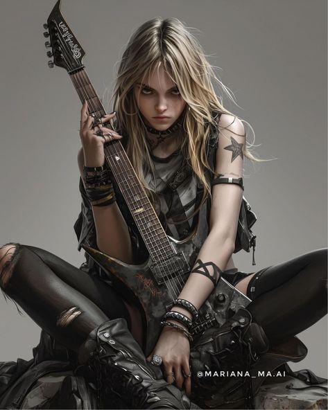 Pop Music Aesthetic, Rock Photoshoot, Guitarist Art, Metal Guitarist, Female Guitarists, Chicas Punk Rock, Female Punk, Chica Punk, Female Drummer