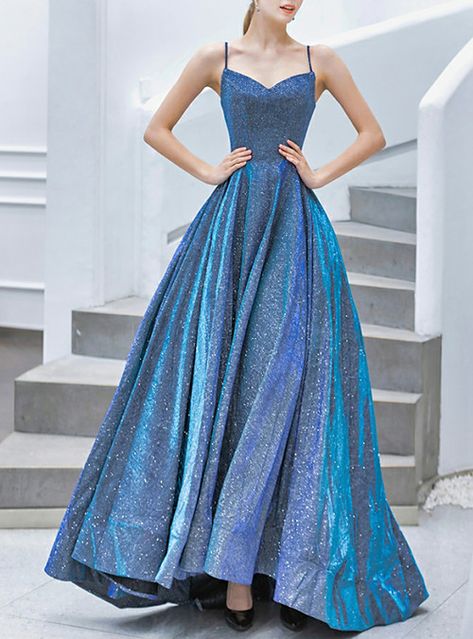 Blue Sparkly Prom Dress, Blue Satin Prom Dress, Sparkle Prom Dress, Sparkly Prom Dress, Cheap Formal Dresses, Blue Prom Dress, Prom Dress Evening, Dress Homecoming, Pretty Prom Dresses