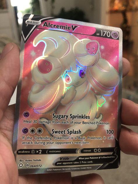 Pink Pokemon Cards, Shiny Pokemon Cards, Pokemon Card Aesthetic, Cute Pokemon Cards, Alcremie Pokémon Art, Pokemon Fairy Type, Girly Pokemon, Pokemon Cards Aesthetic, Alcremie Pokemon