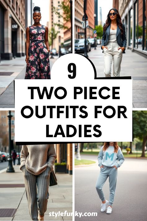 Looking to spruce up your wardrobe? Check out these 9 two-piece outfits for ladies that transition easily from casual to chic! From a floral print top with a matching midi skirt perfect for brunch dates to a cozy oversized sweater and knit joggers ideal for lounging, there's something for every occasion. Discover styles like a coordinated blazer and trouser set or a comfy sweatshirt with sweatpants for a sporty look. These outfits will have you tremendously stylish in no time and ensure you'll put together effortlessly. Skirt Outfits With Boots, Nyc Winter Outfits, Cozy Oversized Sweaters, Outfits For Ladies, Knit Joggers, Brunch Dates, Athleisure Trend, Winter Skirt Outfit, Two Piece Outfits