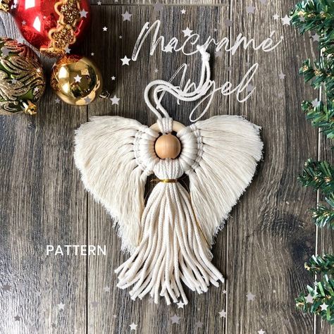 Christmas Angel Pattern, Macrame Ornaments, Holiday Craft Tutorials, Handmade Holiday Decor, DIY Tree Ornament, Christmas Crafts, DIY Angel - Etsy Diy Tree Ornaments, Holiday Decor Diy, Knot Guide, Macrame Ornaments, Macrame Angel, Christmas Angel Crafts, Angel Pattern, Diy Angels, Macrame Rings