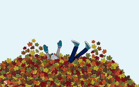 Illustration of kids playing in a pile of leaves Simple Fall Iphone Wallpaper, Fall Desktop Backgrounds, Cute Fall Backgrounds, Fall Background Wallpaper, Free Fall Wallpaper, Desktop Wallpaper Fall, Fall Tumblr, Fall Wallpapers, Colorful Images