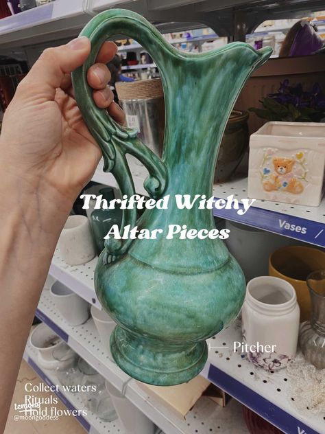 ⚱️🌙 Witches altar thrift ideas | Gallery posted by Themoongoddess | Lemon8 Pocket Altar Witches, Green Witch Alter, Witchy Altar Ideas, Small Altar Ideas, Witch Altar Inspiration, Green Witch Altar, Upcycle Thrift Store Finds, Small Apothecary, Crystal Alter