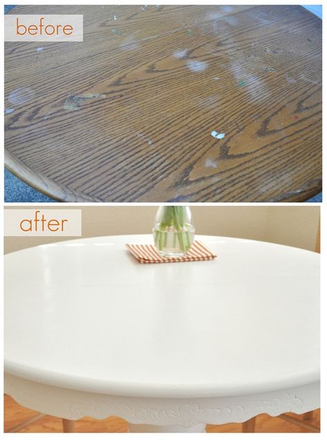 Should have read this before I painted my table! Tutorial: Painting a Kitchen Table (and how to protect paint job with wax finish Painting A Kitchen Table, Painting A Kitchen, Painted Kitchen Tables, Hur Man Målar, Paint Furniture, White Table, Redo Furniture, Refinishing Furniture, Diy Projects To Try