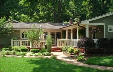 L Shape L Shaped Ranch, Downtown Charlotte, Charlotte Nc, Ranch House, L Shape, Front Porch, Porch