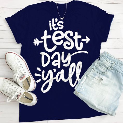 STAAR season is here! Testing Shirts For Teachers, Shirts For Teachers, Teacher Attire, Teacher Wear, Teacher Wardrobe, Teaching Outfits, Test Day, Teacher Svg, Vinyl Shirts