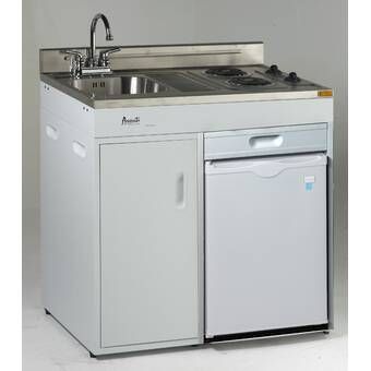 Summit Appliance All-In-One 2.93 cu. ft. Kitchenette with Freezer | Wayfair Tiny House Appliances, Outdoor Kitchen Countertops, Outdoor Kitchen Appliances, Stainless Steel Countertops, Mini Fridges, Compact Refrigerator, Compact Kitchen, Mini Kitchen, Tiny Kitchen