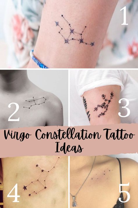 25 Perfect Virgo Tattoo Ideas - tattooglee Virgo Tattoo Ideas, Virgo Sign Tattoo, Aries Zodiac Tattoos, Star Constellation Tattoo, Virgo Tattoo Designs, Virgo Constellation Tattoo, Tattoos Black, Horoscope Tattoos, Virgo Constellation