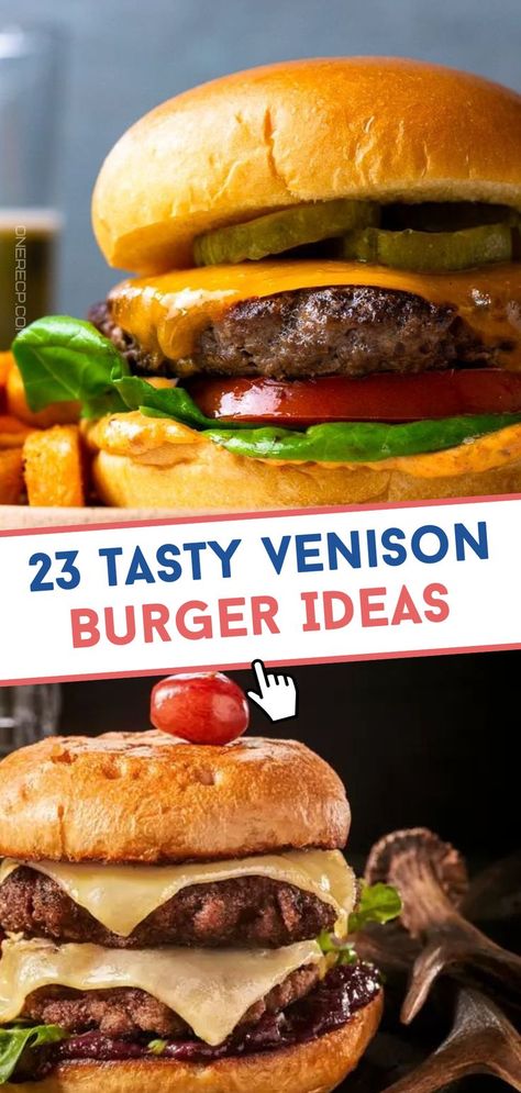 Savor 23 tasty venison burger ideas, perfect for a flavorful twist on your next burger night! Visit our site for creative recipes that highlight the rich taste of venison. Deer Burger Recipes Ground Easy, Venison Sliders Recipes, Venison Burgers Recipes, Venison Hamburger Recipes, Deer Burger Recipes Ground, Venison Chops Recipes, Venison Burger Recipes, Recipes For Venison, Deer Burger Recipes