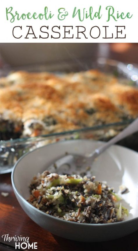 Broccoli and wild rice casserole. Full of flavor, packed with healthy ingredients and freezer friendly. Recipe For Broccoli, Thriving Home, Wild Rice Casserole, Healthy Freezer Meals, Breakfast Casserole Easy, Freezer Meal, Freezer Cooking, Easy Bread Recipes, Make Ahead Meals