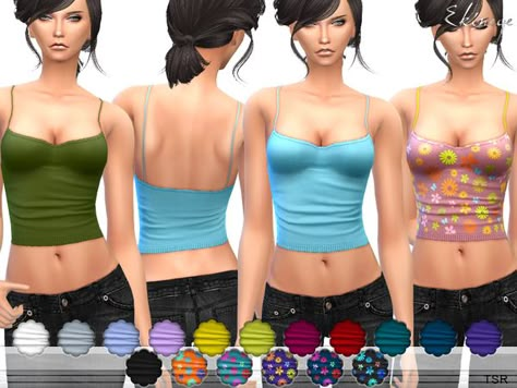 ekinege's Spaghetti Strap Top Sims 4 Off Shoulder Top, Sims 4 Cc Female Tops, Sims Wardrobe, Gallery Poses, Sims3 Cc, Sim4 Cc, Sims 3 Mods, Clothes Cc, Sims 4 Cas Mods