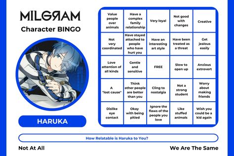 Milgram Haruka Sakurai Kinnie Bingo Milgram Kinnie Bingo, Milgram Haruka, Haruka Sakurai, Milgram Project, Kinnie Bingo, Rythm Game, Dark Blue Walls, Kin List, Bingo Board