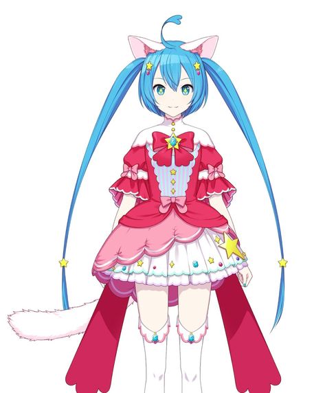 Wonderland Showtime, Hatsune Miku Outfits, 2d Model, Vocaloid Cosplay, Paint Brush Art, Character Study, Colorful Stage, Character Modeling, Cat Girl