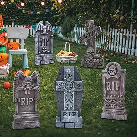 Graveyard Tombstones, Headstone Decorations, Headstones Decorations, Halloween Graveyard, Haunted House Party, Halloween Tombstones, Halloween Events, Halloween Supplies, Halloween Yard Decorations