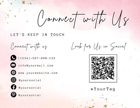 Editable Connect With Us Template, Social Media Sign, Follow Us On Social Media, Sign Template, DIY Sign, Canva Template, Instagram, FB Canva Template Instagram, Follow Us On Social Media, Template Social Media, Social Media Signs, Template Instagram, Social Media Templates, Diy Signs, Sign Templates, Jewelry Business