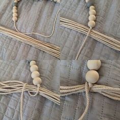 Beaded Tassels Diy, Macrame Tassels, Wood Beads Diy, How To Make Tassels, Wooden Bead Garland, Diy Tassel, Bead Garland, Beaded Rope, Wood Bead Garland