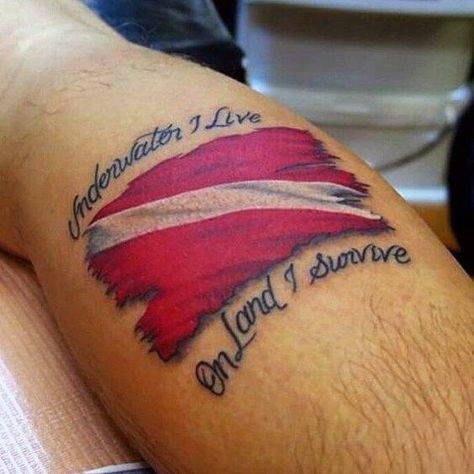 Dive Flag Tattoo, Navy Anchor Tattoos, Scuba Diver Tattoo, Scuba Tattoo, Diving Tattoo, Scuba Diving Tattoo, Diver Tattoo, Flag Tattoos, Dive Flag