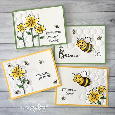 Crafting By Carol: Sweet Bees Notecards with Box Cards With Bees, Scrapbooking Technique, Honey Bee Stamps, Pinch Me, Bee Cards, Bee Crafts, Bee Decor, Butterfly Cards, Bee Happy