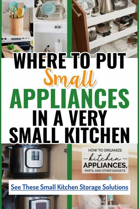 How To Store Kitchen Items, Tiny Kitchen Storage Hacks, Storing Appliances In Small Kitchen, How To Store Small Kitchen Appliances, Storing Small Kitchen Appliances, Small Kitchen Cupboard Organization, How To Organize A Small Kitchen, Shelf For Appliances, Spice Organization Small Space